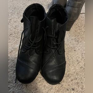 Maurice’s black wedge boots
